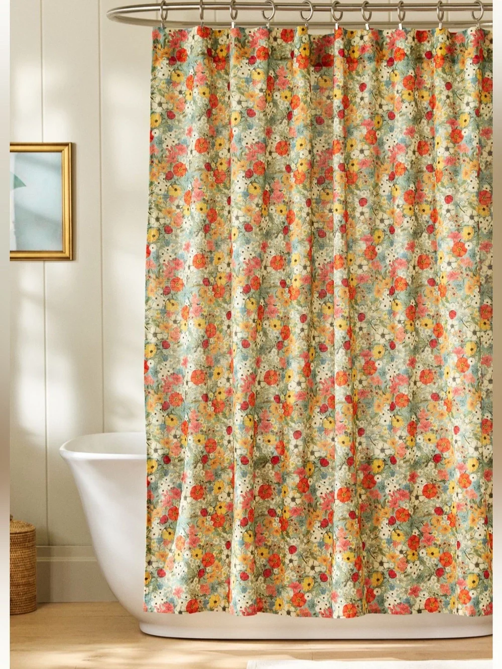 NWT Anthropologie printed cotton slub shower curtain